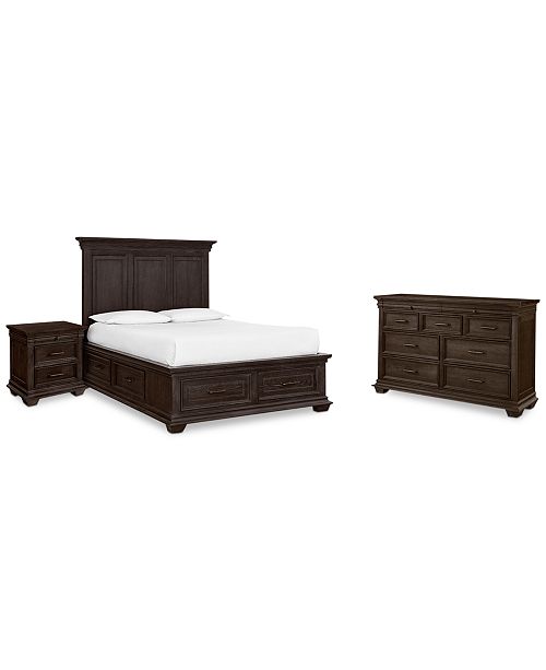 Hansen Storage Bedroom Furniture 3 Pc Set California King Bed Nightstand And Dresser Created For Macy S