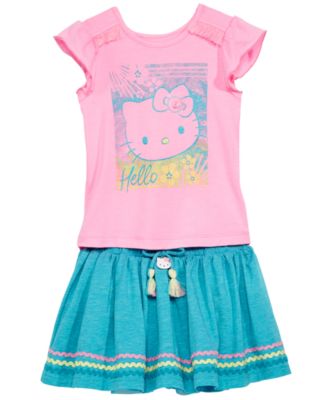Hello Kitty - 2-Pc. Graphic-Print Top & Skirt Set, Toddler Girls
