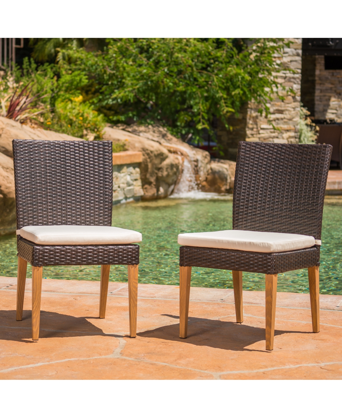 Noble House Carlsbad Outdoor Water Resistant Chairs (set Of 2) In Brown