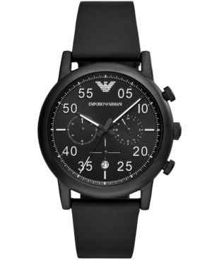 UPC 723763267373 product image for Emporio Armani Men's Chronograph Black Leather Strap Watch 43mm | upcitemdb.com