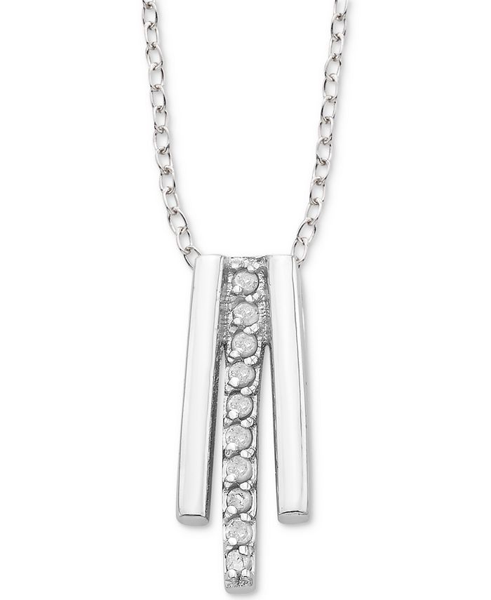Macy's Diamond Triple Bar 18" Pendant Necklace (1/10 ct. t.w.) in