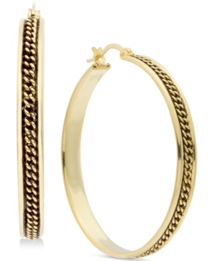 image of Essentials Large Braided-Look Medium Hoop in Fine Silver Plate Earrings
