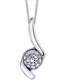 Diamond Halo Swirl 18" Pendant Necklace (1 ct. t.w.) in 14k White Gold