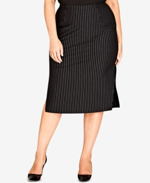 CITY CHIC TRENDY PLUS SIZE PINSTRIPED BODYCON SKIRT