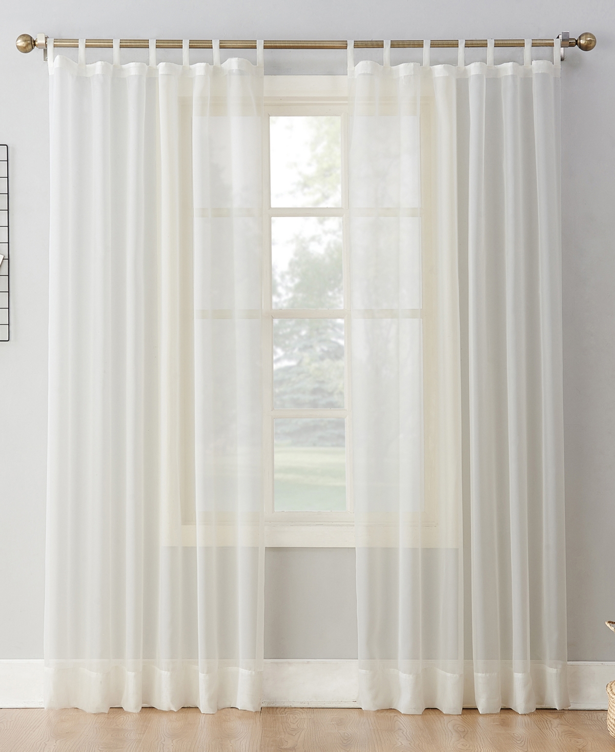 No. 918 Sheer Voile 59" X 63" Tab Top Curtain Panel In Eggshell