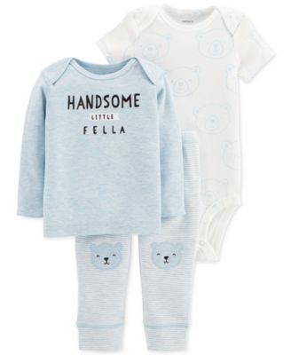 Carter's - 3-Pc. Handsome Little Fella T-Shirt, Bodysuit & Pants Set, Baby Boys