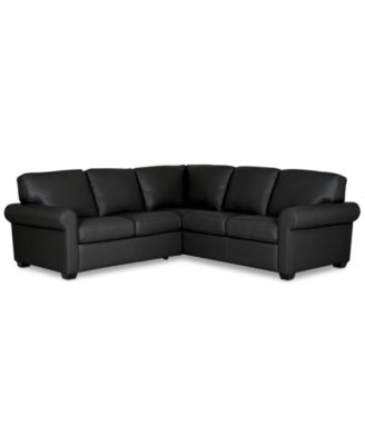 Orid 2-Pc. "L"-Shaped Leather Roll Arm Sectional