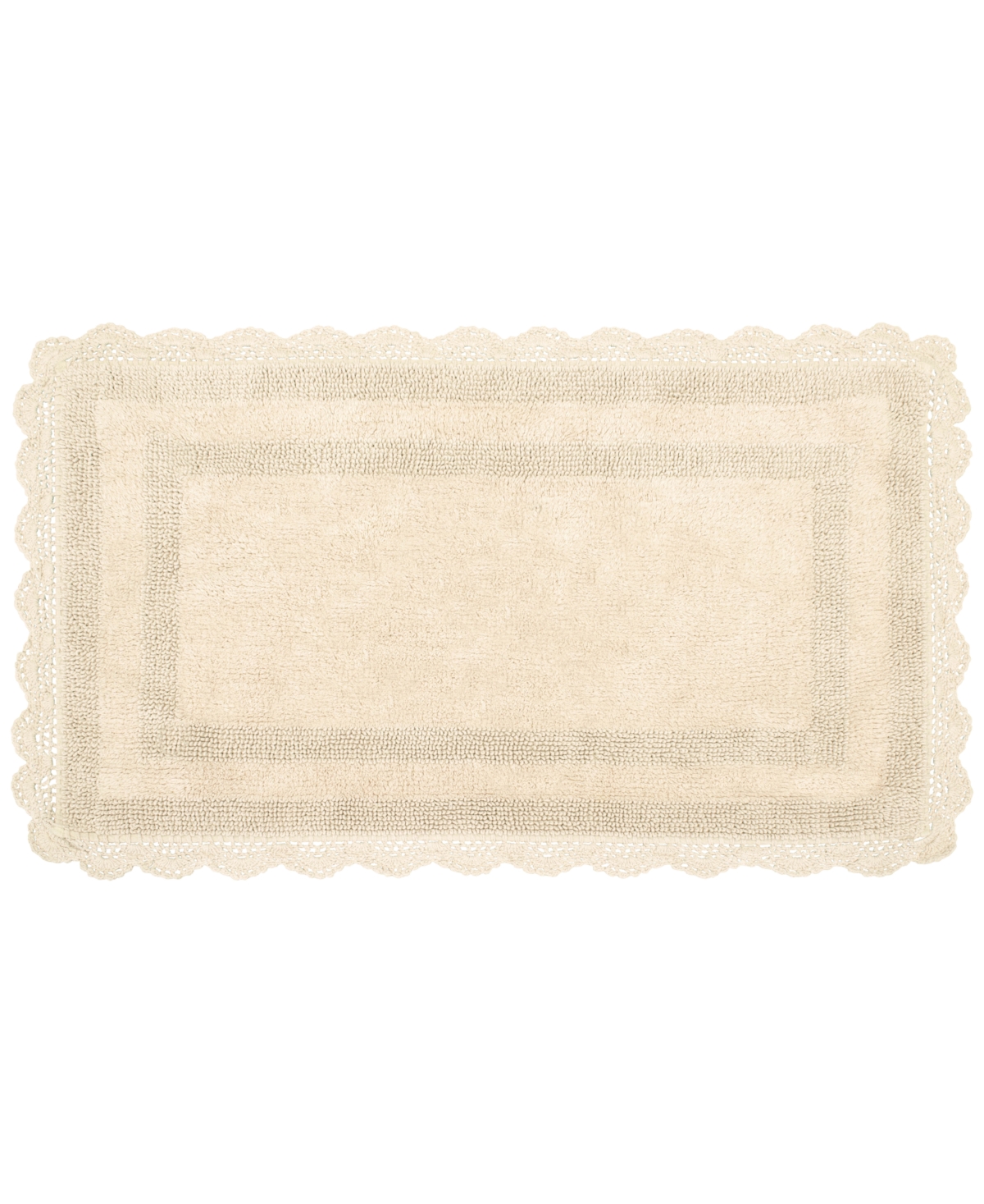 Laura Ashley Crochet Reversible Cotton Bath Rug, 21" X 34" In Linen