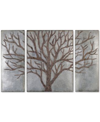 Uttermost - 3-Pc. Winter View Rustic Tree Wall Art Set