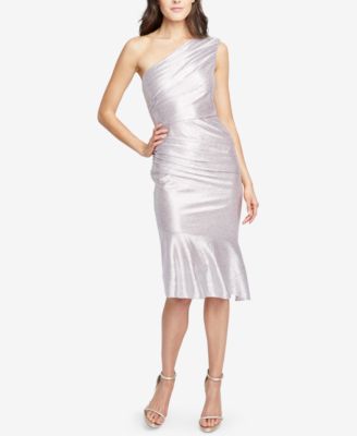 metallic one shoulder dress