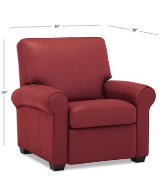 Orid 36" Leather Roll Arm Pushback Recliner