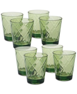 Green Diamond Acrylic 8-Pc. Double Old Fashioned Glass Set