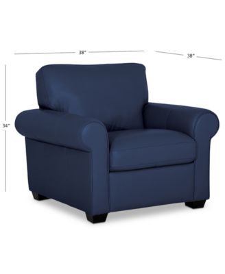 Orid 36" Leather Roll Arm Chair, Created for Macy's