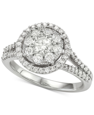 image of Diamond Halo Cluster Engagement Ring (1-1/4 ct. t.w.) in 14k White Gold