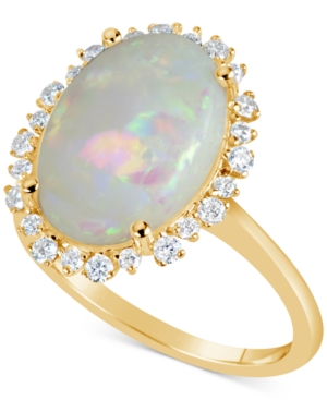 image of Opal (4 ct. t.w.) & Diamond (1/4 ct. t.w.) Ring in 14k Gold