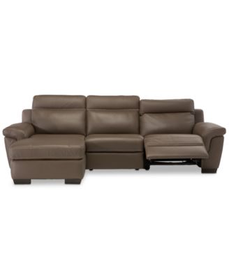 CLOSEOUT! Julius II 3-Pc. Leather Sectional Sofa With 1 Power Recliner, Power Headrests, Chaise And USB Power Outlet