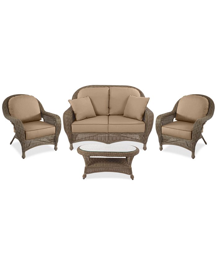 Furniture Sandy Cove Outdoor Wicker 4Pc. Seating Set (1 Loveseat, 2