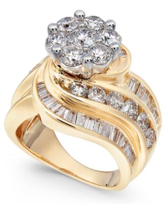 14k gold diamond cluster ring