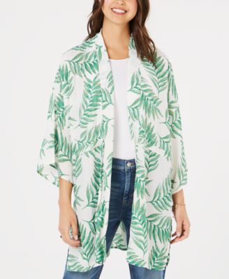 Say What? - Juniors' Tropical-Print Tie-Front Kimono