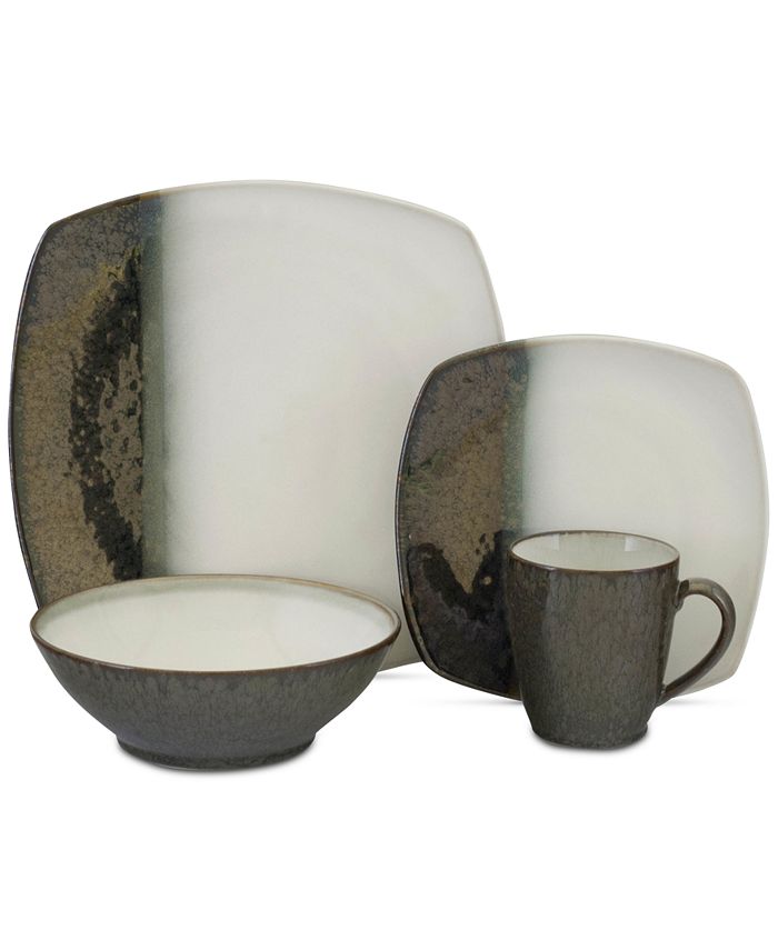 Sango Metallics Black 16Pc. Dinnerware Set, Service for 4 Macy's