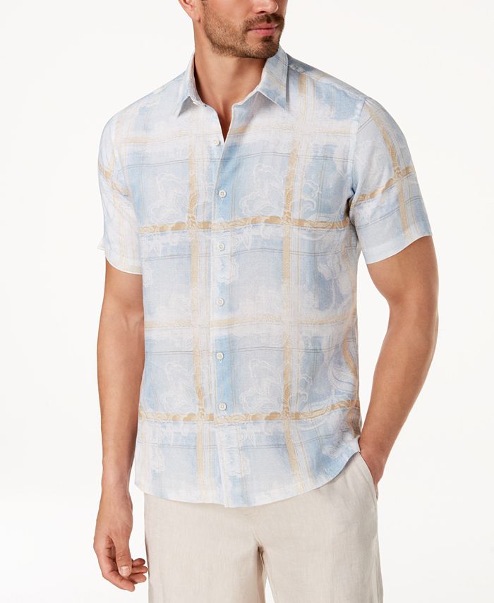 Tasso Elba Men's Painted Plaid Shirt, Created for Macy's - Macy's