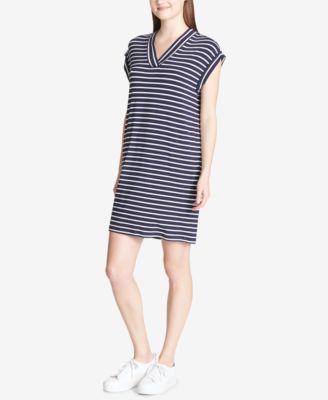 calvin klein striped shirt dress