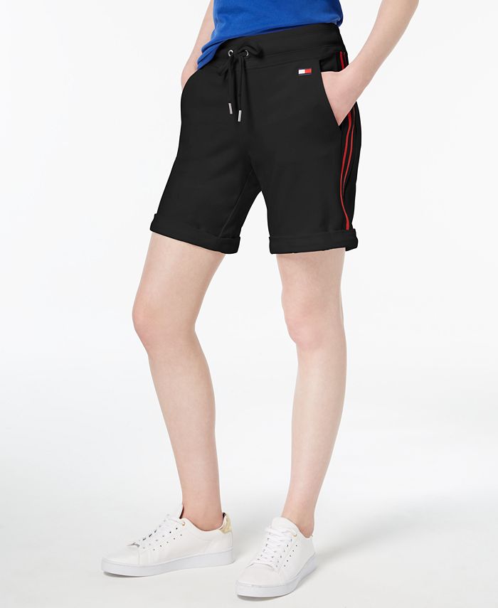 Tommy Hilfiger Women's Solid Rolled Cuff Utility Shorts Black Size Large main image 0