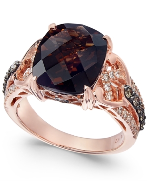 image of Le Vian Chocolatier with Chocolate Quartz (4-1/2 ct. t.w.) and Diamond (1/2 ct. t.w.) Ring in 14k Rose Gold