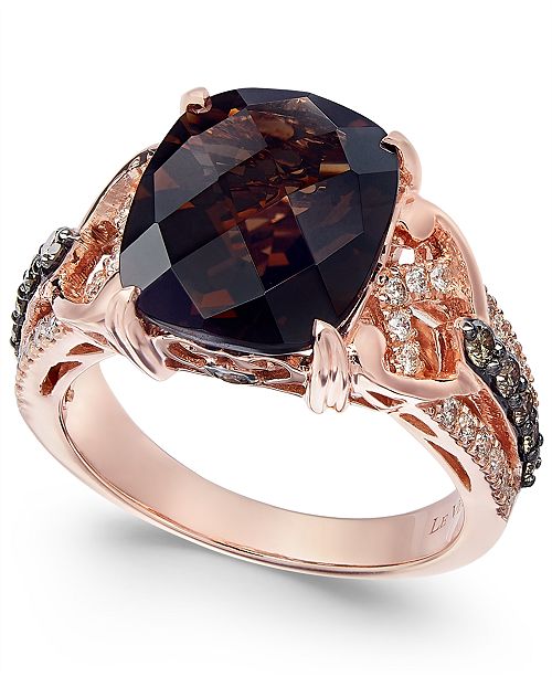 Le Vian Chocolatier With Chocolate Quartz 4 1 2 Ct T W And Diamond 1 2 Ct T W Ring In 14k Rose Gold Reviews Rings Jewelry Watches Macy S