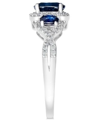 Sapphire (1-1/3 ct. t.w.) & Diamond (1/4 ct. t.w.) 3-Stone Ring in 14k Gold (Also in Ruby, Emerald & Tanzanite)