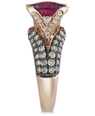 Raspberry Rhodolite&reg; Garnet (3 ct. t.w.), Chocolate Diamonds&reg; (1-1/5 ct. t.w.) and White Diamond Accent Ring in 14k Rose Gold (Also Available in 14K White Gold or 14K Gold)