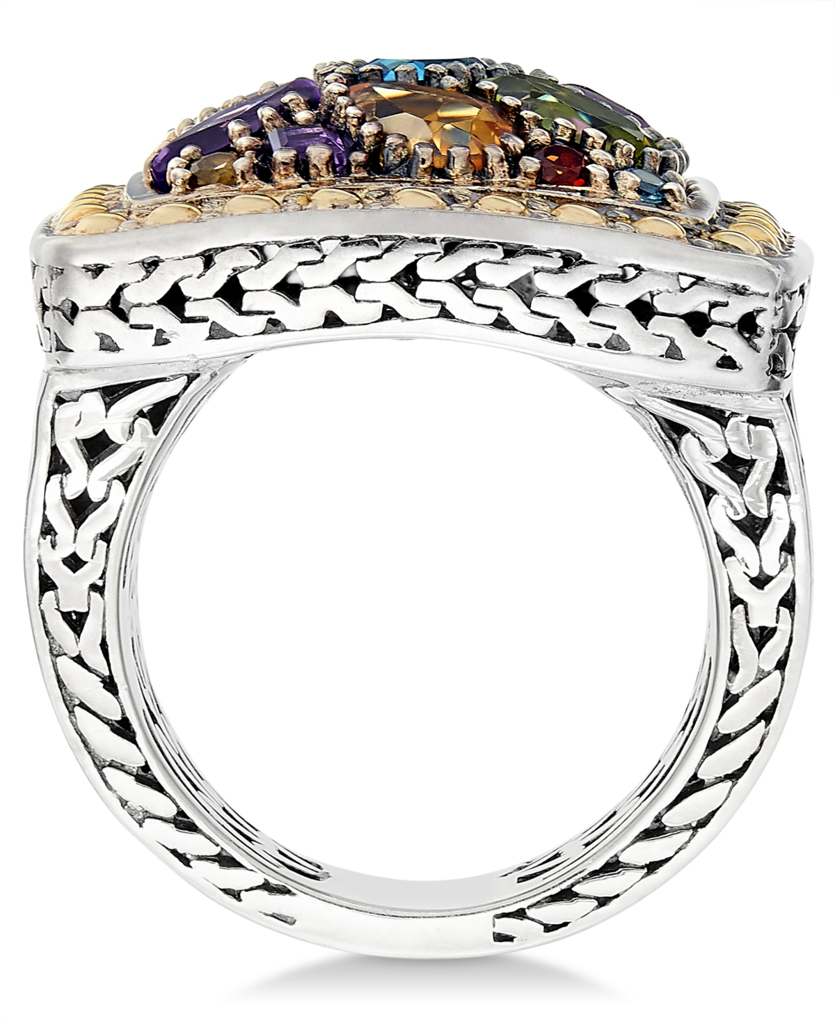 Effy Collection Balissima By Effy Multi-stone Ring In 18k Yellow Gold And Sterling Silver (3-1/4 Ct. T.w.) In Yellow Gold,sterling Silver