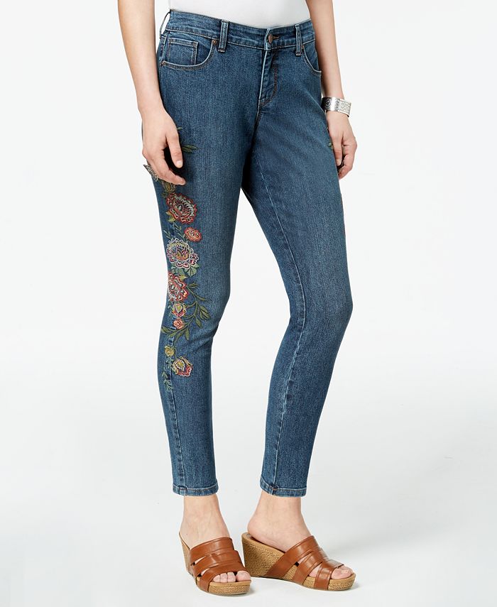 Style & Co Petite Embroidered Curvy Skinny-Leg Jeans, Created for Macy ...