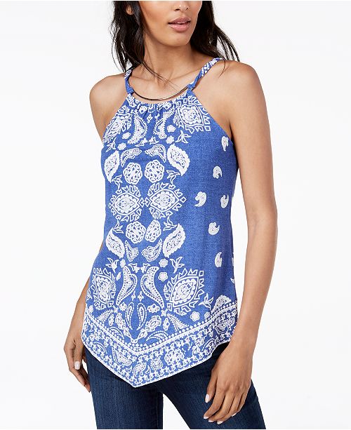 Inc International Concepts I N C Hardware Bandana Print Halter