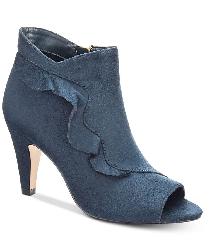 Navy blue clearance peep toe booties
