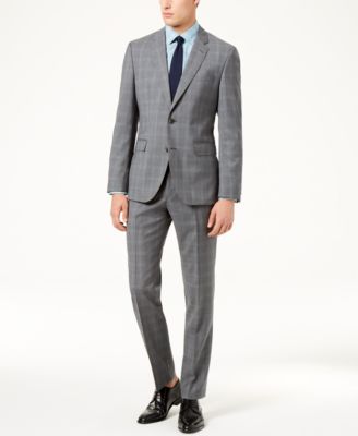 hugo boss grey plaid suit