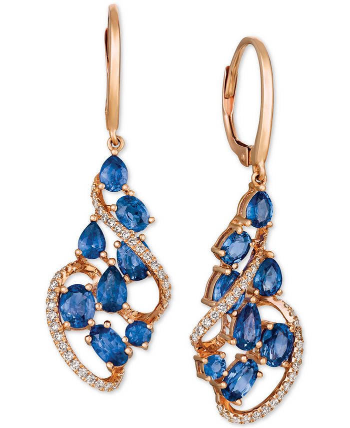 Le Vian Blueberry Sapphire™ (31/4 ct. t.w.) & Diamond (1/3 ct. t.w.) Drop Earrings in 14k Rose