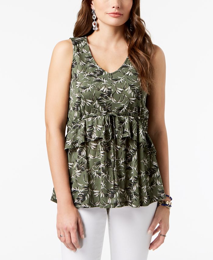 Style & Co Floral-Print Peplum Top, Created for Macy's & Reviews - Tops ...