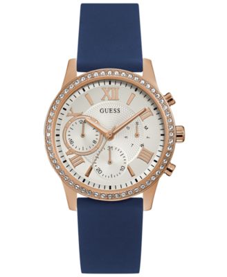 guess women's blue silicone strap watch