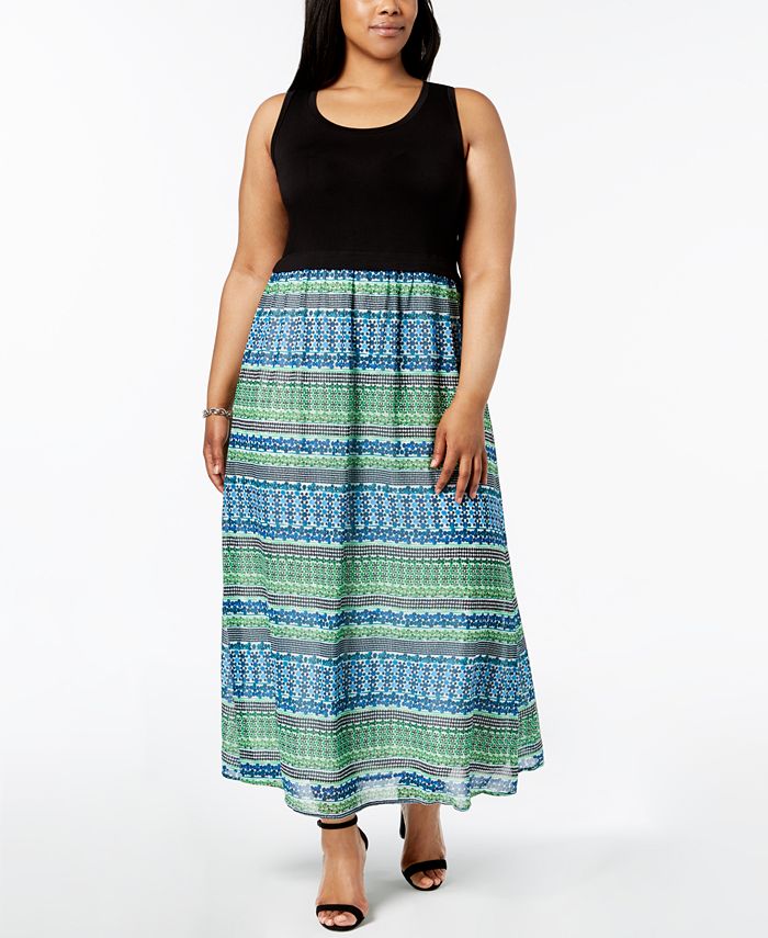 Calvin Klein Plus Size Printed-Skirt Maxi Dress - Macy's