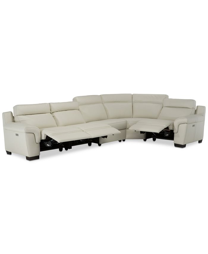 Furniture Julius Ii 5 Pc Leather, Leather Sectional Sofa With 3 Power Recliners