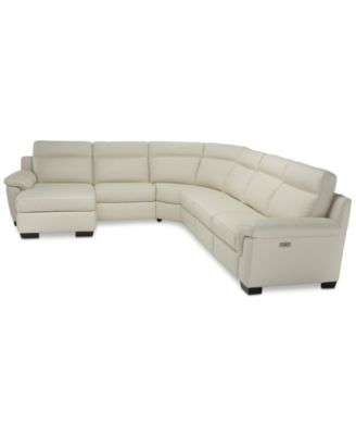 CLOSEOUT! Julius II 6-Pc. Leather Chaise Sectional Sofa With 1 Power Recliner, Power Headrest & USB Power Outlet