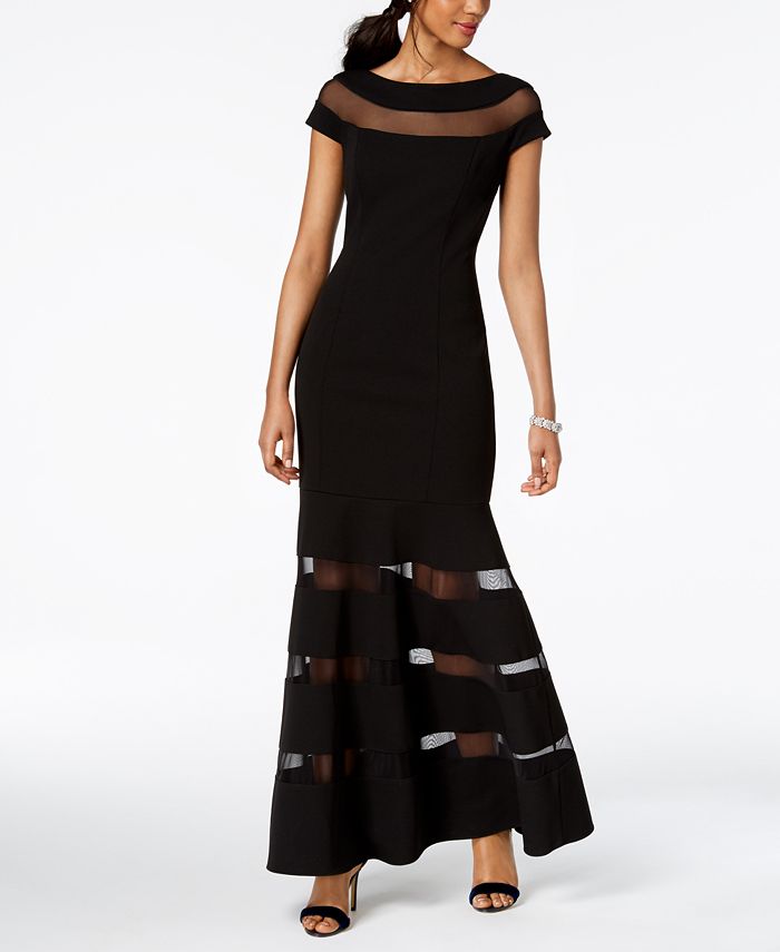 Vince Camuto Illusion Stripe Trumpet Gown Macy s