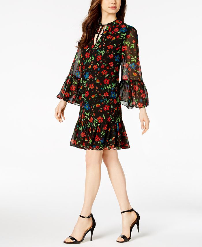 Calvin Klein Printed Peasant Shift Dress Macy s