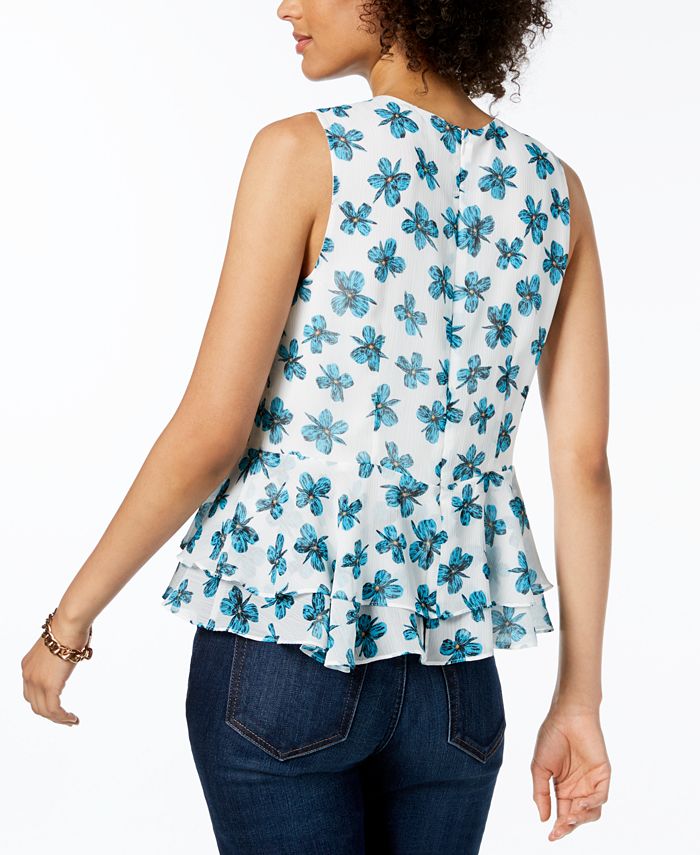 Tommy Hilfiger Printed Tiered-Peplum Top, Created for Macy's - Macy's