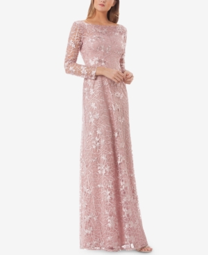 JS COLLECTIONS EMBROIDERED LACE GOWN