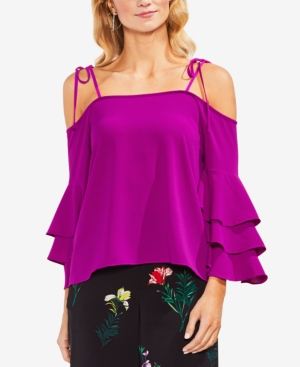 VINCE CAMUTO OFF-THE-SHOULDER RUFFLE-SLEEVE TOP