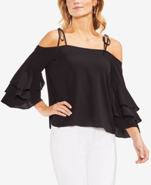 VINCE CAMUTO OFF-THE-SHOULDER RUFFLE-SLEEVE TOP