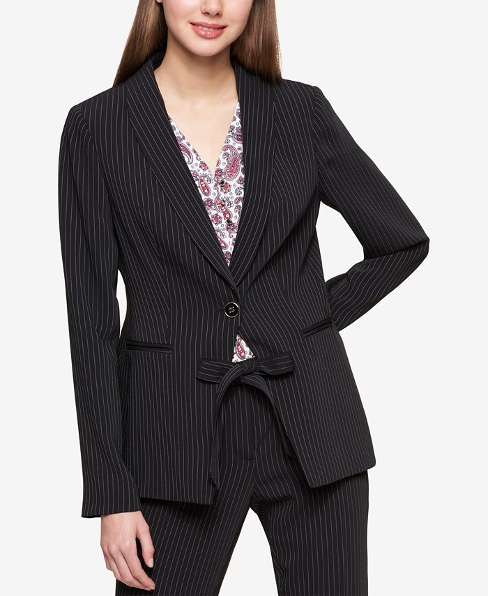 Tommy Hilfiger Pinstriped One-Button Jacket - Macy's