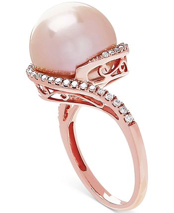 Honora - Pink Cultured Freshwater Ming Pearl (13mm) & Diamond (1/4 ct. t.w.) Ring in 14k Rose Gold